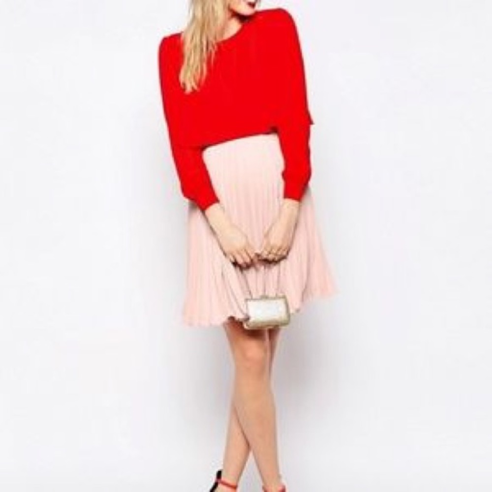 💋 Stunning pink + red ASOS Maternity dress sz 12